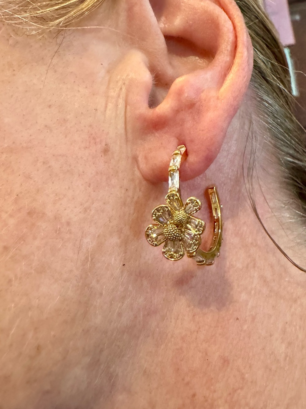 kate spade Gold Flower Hoop Earrings with Textured Petals